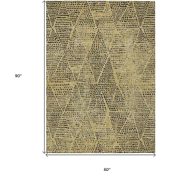 Gold Geometric Washable Non Skid Indoor Outdoor Area Rug Photo 3