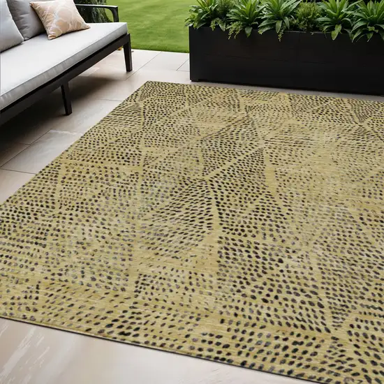 Gold Geometric Washable Non Skid Indoor Outdoor Area Rug Photo 1