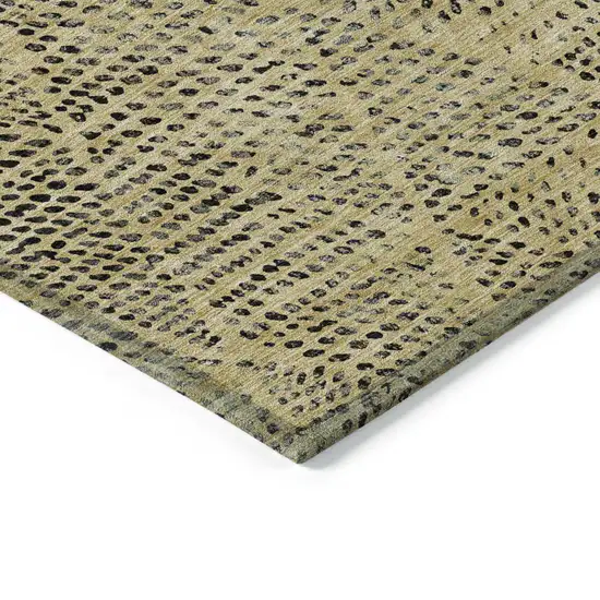 Gold Geometric Washable Non Skid Indoor Outdoor Area Rug Photo 4