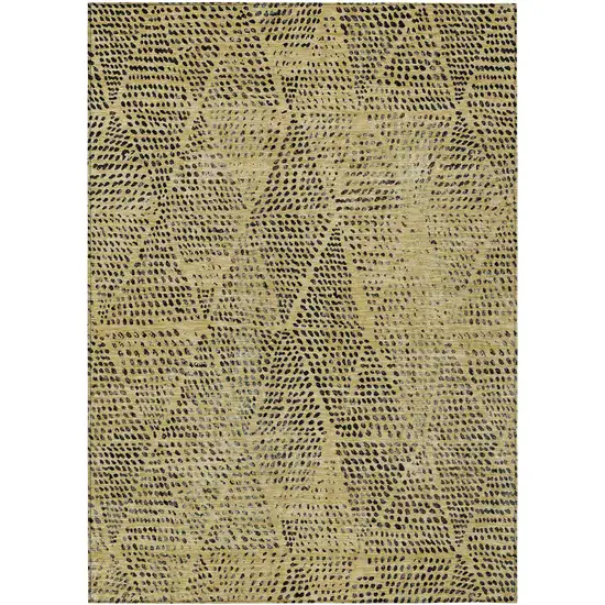 Gold Geometric Washable Non Skid Indoor Outdoor Area Rug Photo 2