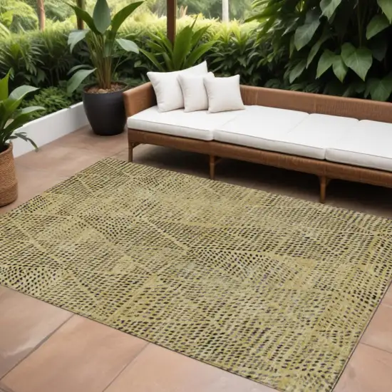 Gold Geometric Washable Non Skid Indoor Outdoor Area Rug Photo 1