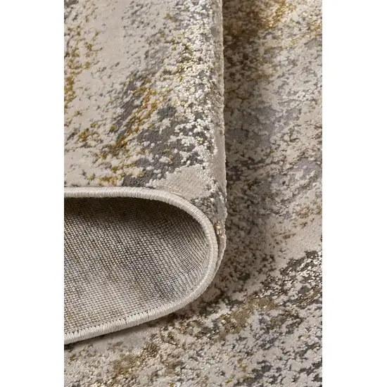 Gold Gray And Ivory Abstract Area Rug Photo 4