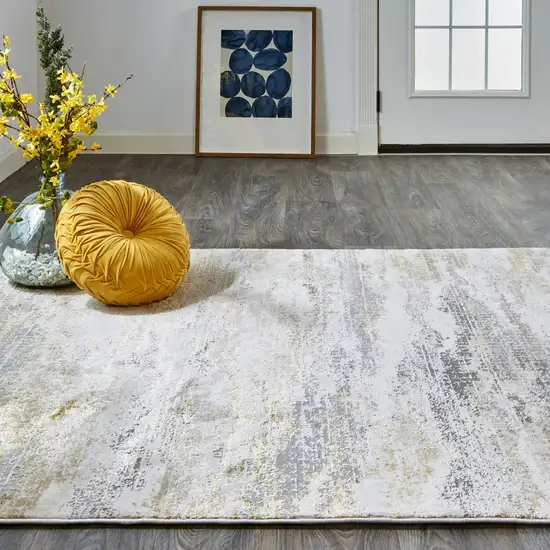 Gold Gray And Ivory Abstract Area Rug Photo 7