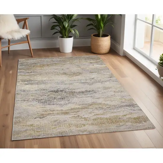 Gray and Ivory Abstract Non Skid Area Rug Photo 1