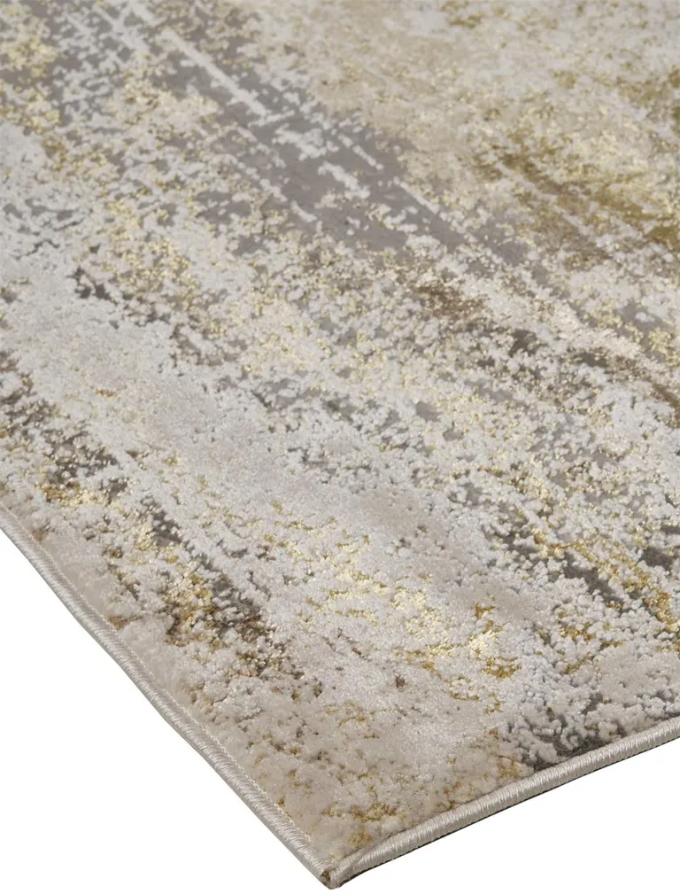 Gold Gray And Ivory Abstract Area Rug Photo 3