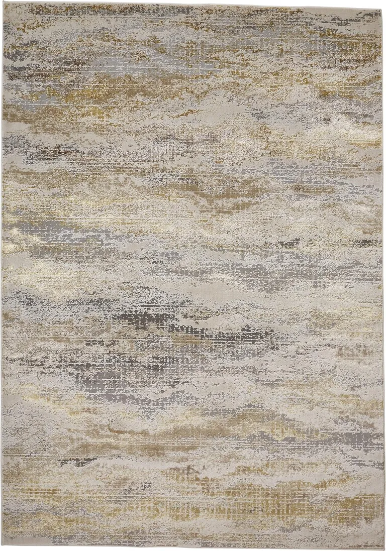 Gold Gray And Ivory Abstract Area Rug Photo 1