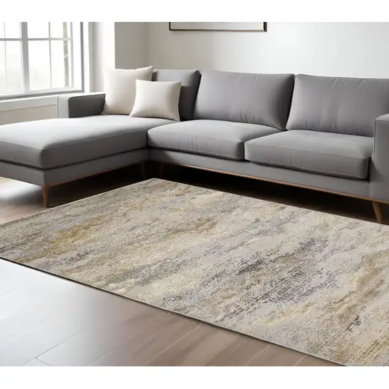 Gray and Ivory Abstract Non Skid Area Rug Photo 1