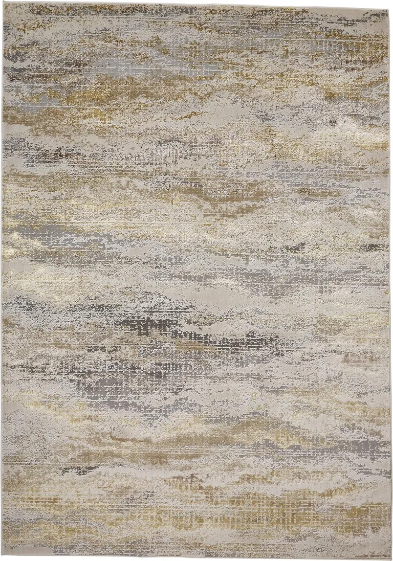 Gold Gray And Ivory Abstract Stain Resistant Area Rug Photo 1