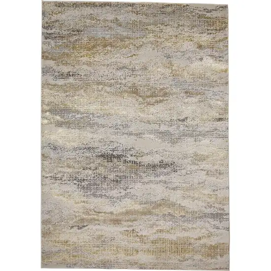 Gold Gray And Ivory Abstract Stain Resistant Area Rug Photo 1