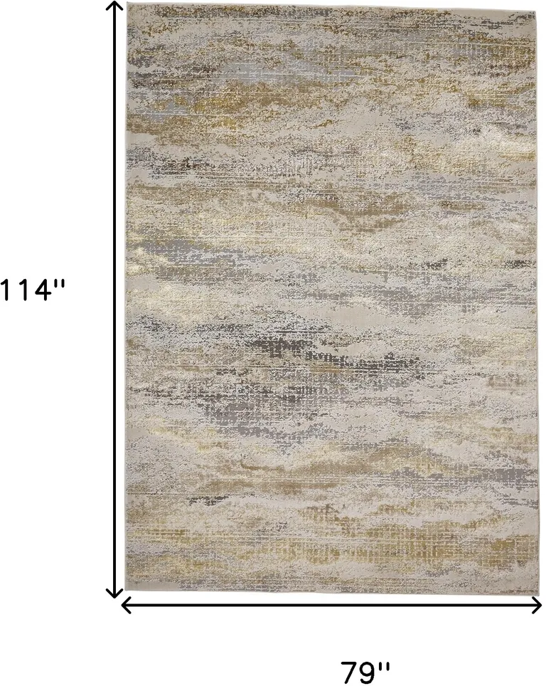 Gold Gray And Ivory Abstract Stain Resistant Area Rug Photo 4