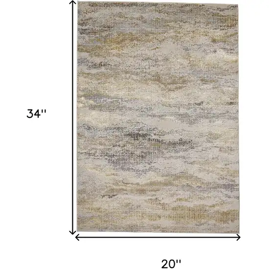 Gold Gray And Ivory Abstract Stain Resistant Area Rug Photo 8