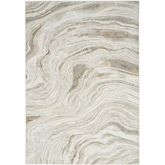 Gold Gray and Ivory Abstract Non Skid Area Rug Photo 2