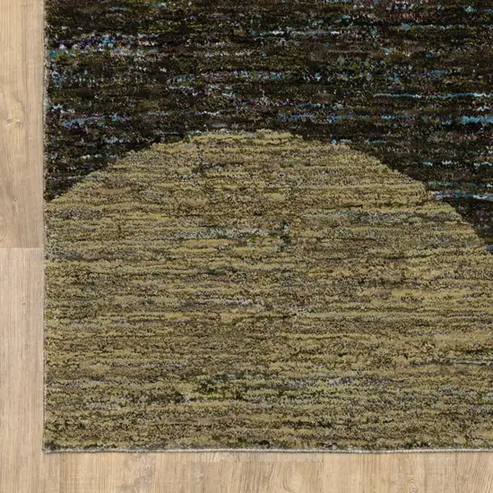 Gold Green Charcoal Teal Blue Purple Grey And Beige Geometric Power Loom Stain Resistant Runner Rug Photo 7