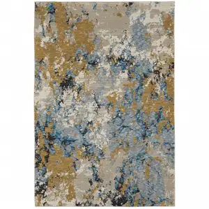 Photo of Gold Grey And Ivory Abstract Power Loom Stain Resistant Area Rug