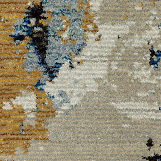 Gold Grey And Ivory Abstract Power Loom Stain Resistant Area Rug Photo 9