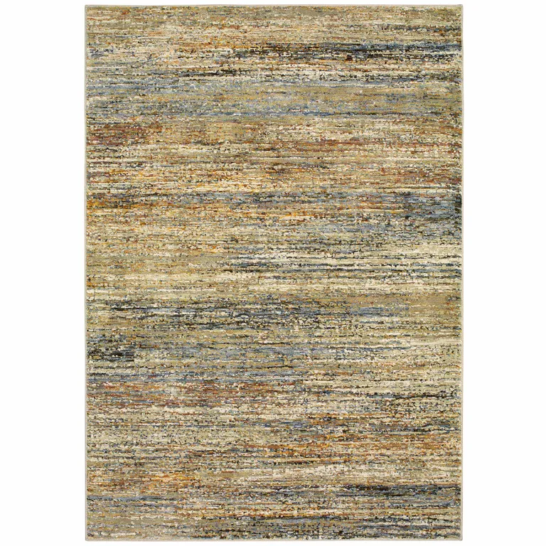 Gold Grey Tan Blue Green And Brown Abstract Power Loom Stain Resistant Area Rug Photo 1