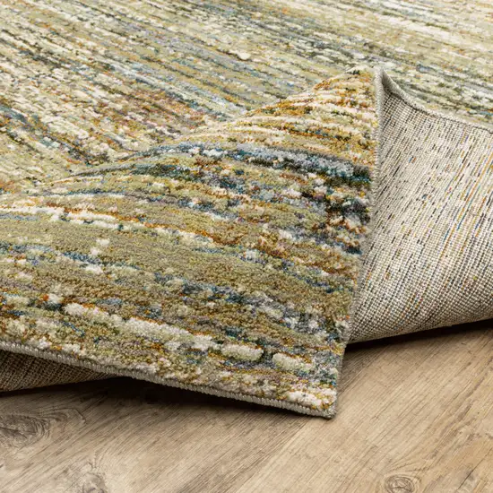 Gold Grey Tan Blue Green And Brown Abstract Power Loom Stain Resistant Area Rug Photo 8