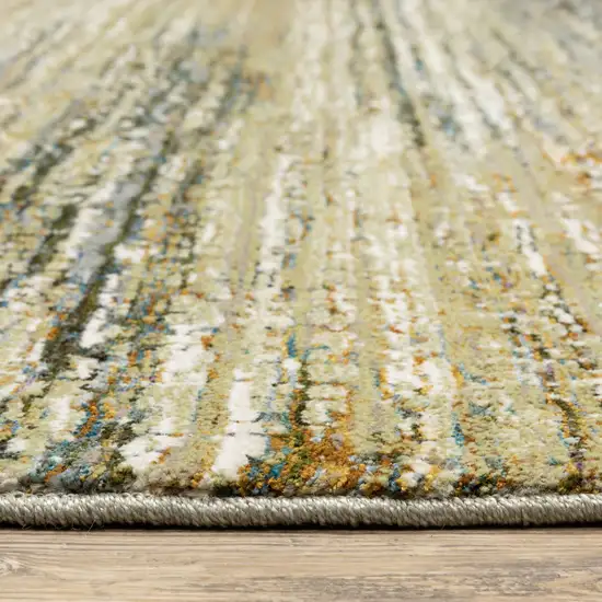 Gold Grey Tan Blue Green And Brown Abstract Power Loom Stain Resistant Area Rug Photo 6