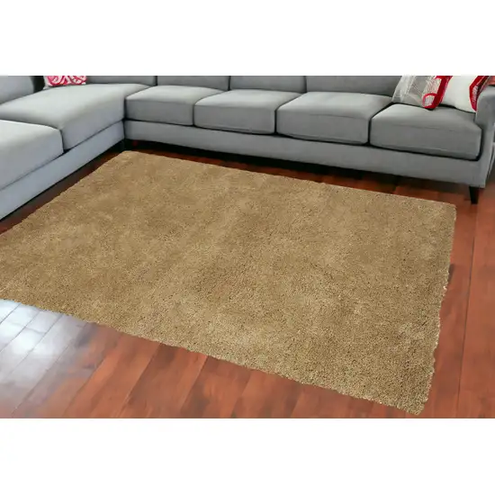 8'X11' Gold Indoor Shag Rug Photo 2