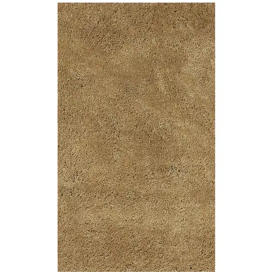 8' Gold Indoor Shag Runner Rug Photo 2