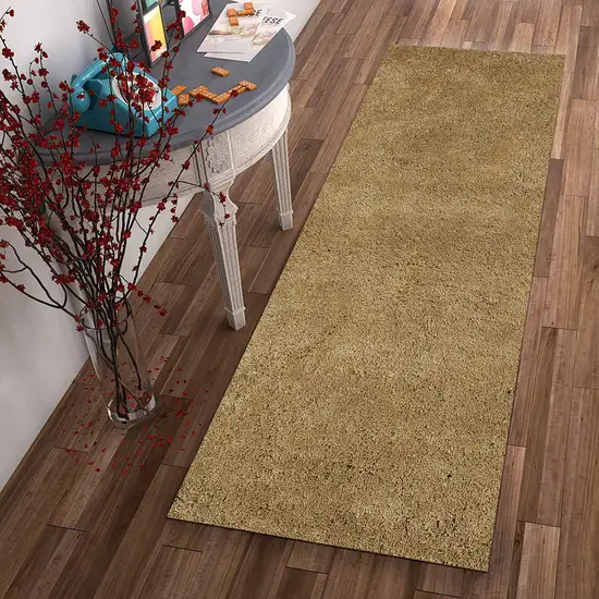 Gold Indoor Shag Runner Rug Photo 4