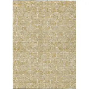 Photo of Gold Ivory And Beige Geometric Washable Indoor Outdoor Area Rug