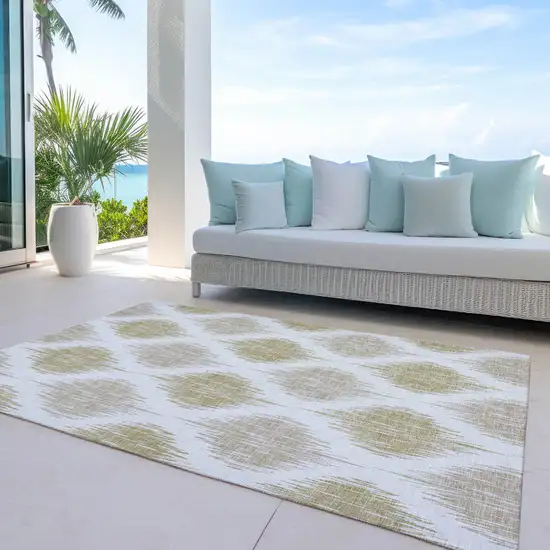 Gold Ivory And Beige Ikat Washable Indoor Outdoor Area Rug Photo 8