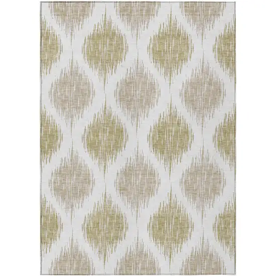 Gold Ivory And Beige Ikat Washable Indoor Outdoor Area Rug Photo 2