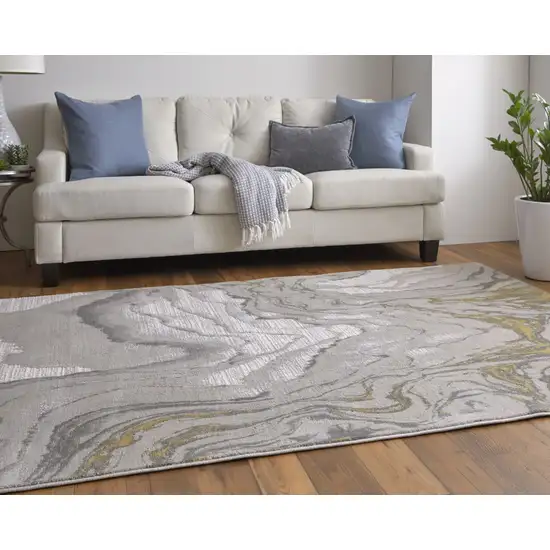 Gold Ivory And Gray Abstract Stain Resistant Area Rug Photo 7