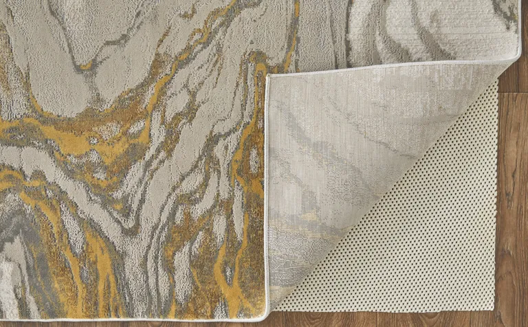 Gold Ivory And Gray Abstract Stain Resistant Area Rug Photo 3