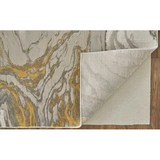 Gold Ivory And Gray Abstract Stain Resistant Area Rug Photo 3