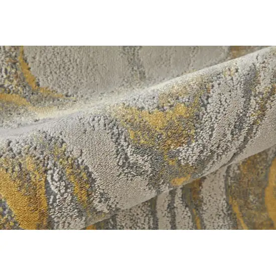 Gold Ivory And Gray Abstract Stain Resistant Area Rug Photo 9