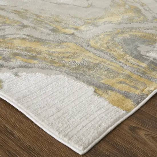 Gold Ivory And Gray Abstract Stain Resistant Area Rug Photo 4