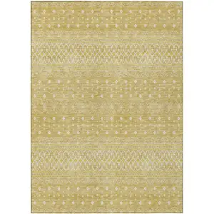 Photo of Gold Ivory And Taupe Tribal Washable Indoor Outdoor Area Rug