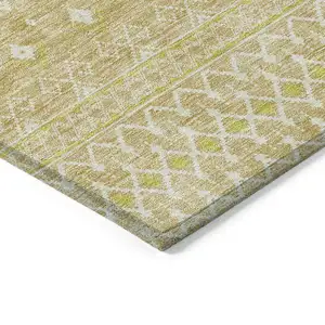 Photo of Gold Ivory And Taupe Tribal Washable Indoor Outdoor Area Rug