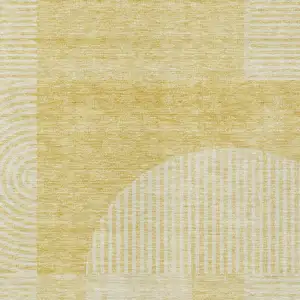 Photo of Gold Ivory And Yellow Geometric Washable Indoor Outdoor Area Rug