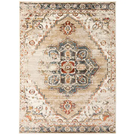 Gold Medallion Power Loom Area Rug Photo 1