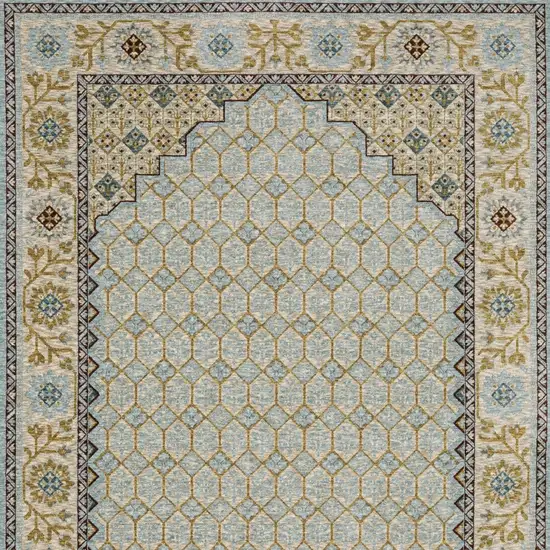 Gold Oriental Area Rug With Fringe Photo 8