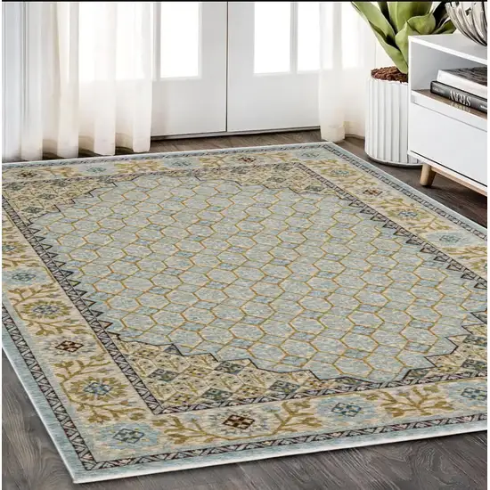 Gold Oriental Area Rug With Fringe Photo 1