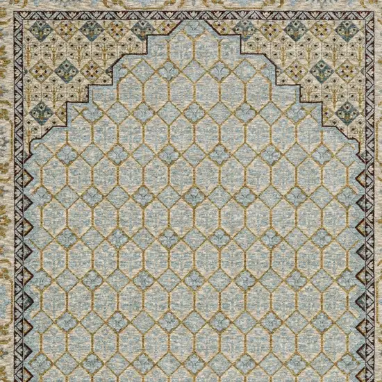 Gold Oriental Area Rug With Fringe Photo 7