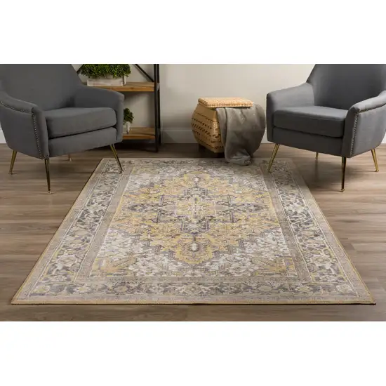 Gold Oriental Distressed Non Skid Area Rug Photo 6