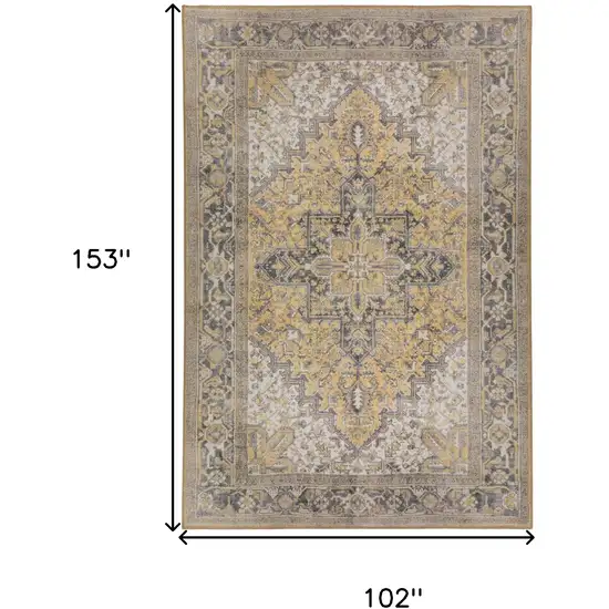 Gold Oriental Distressed Non Skid Area Rug Photo 9