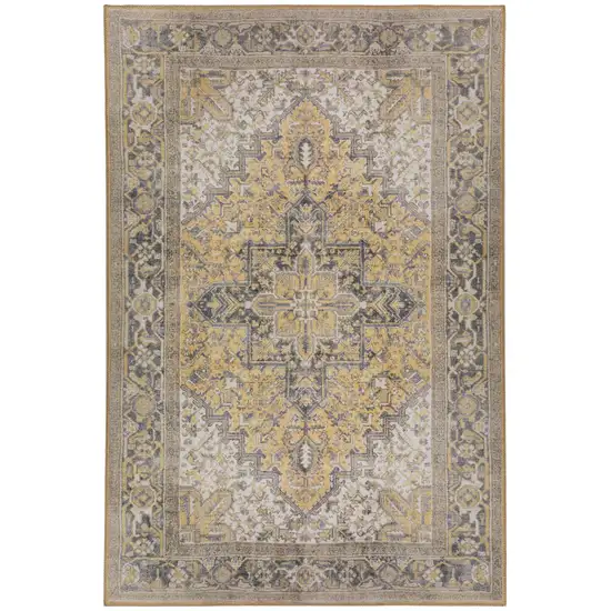 Gold Oriental Distressed Non Skid Area Rug Photo 1