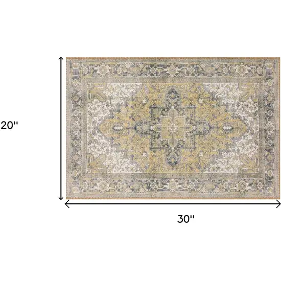 Gold Oriental Distressed Non Skid Area Rug Photo 7