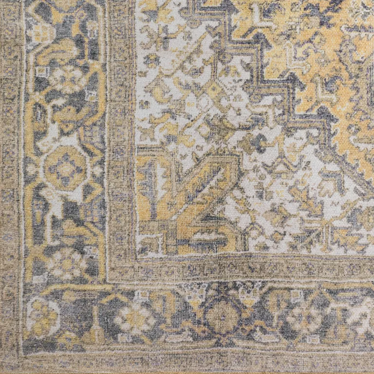 Gold Oriental Distressed Non Skid Area Rug Photo 3