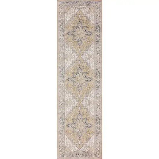 Gold Oriental Distressed Non Skid Runner Rug Photo 1