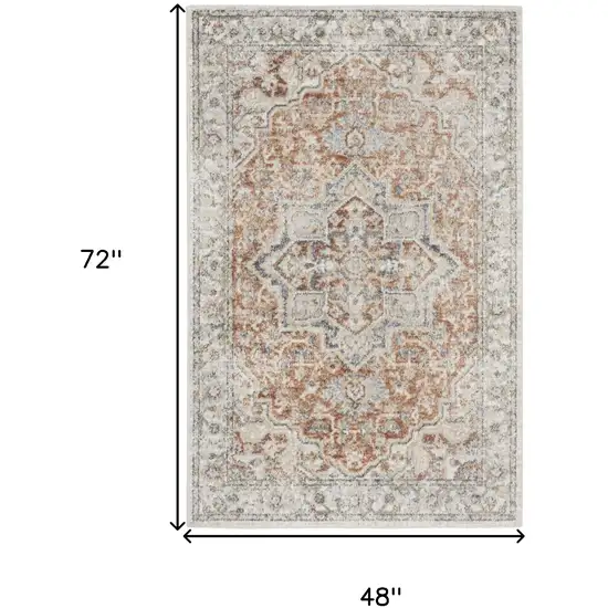 Gold Oriental Power Loom Washable Area Rug Photo 6