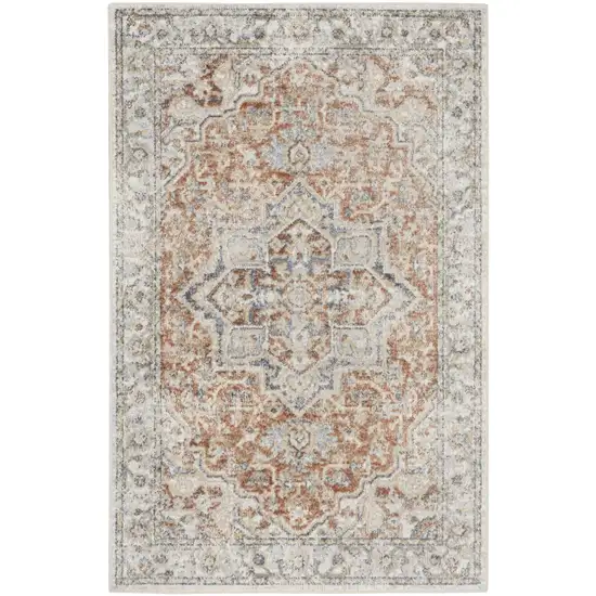 Gold Oriental Power Loom Washable Area Rug Photo 1