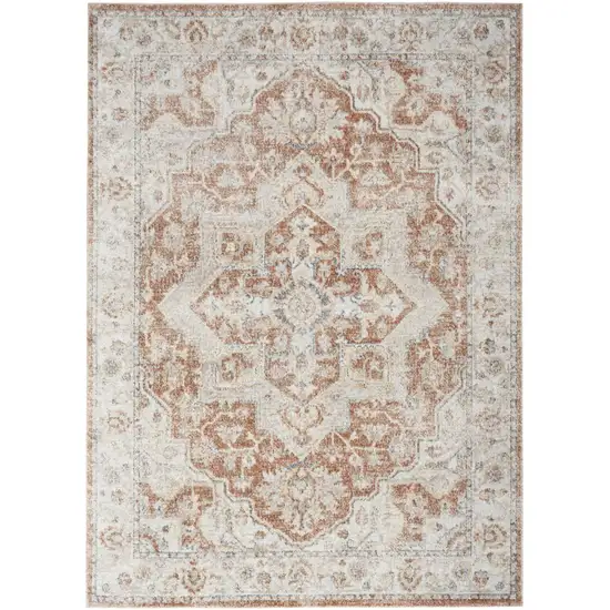 Gold Oriental Power Loom Washable Area Rug Photo 1