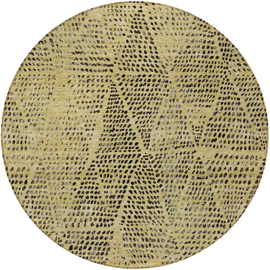 Gold Round Geometric Washable Non Skid Indoor Outdoor Area Rug Photo 5